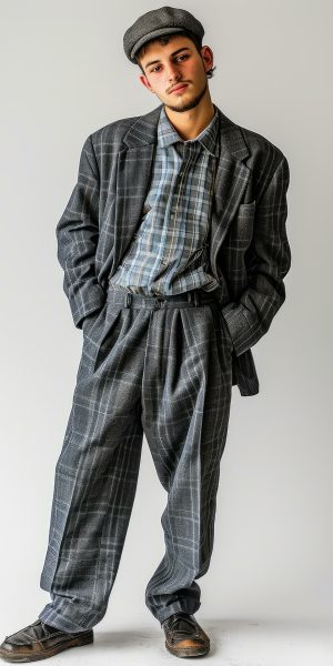 Young man with hat and vintage suit